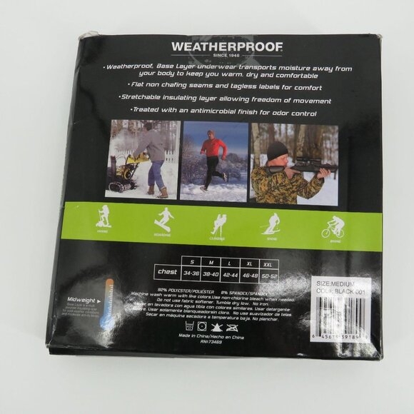 Weatherproof Mens Baselayer Midweight Stretch Black Shirt Top Medium NEW - Picture 3 of 6